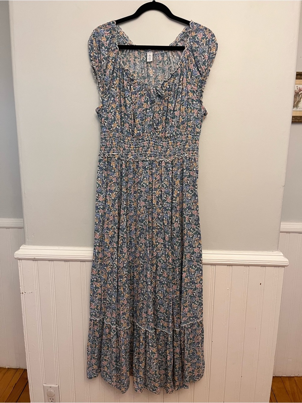 Old Navy Waist-Defined Smocked Floral Print Midi Dress Size Large Tall